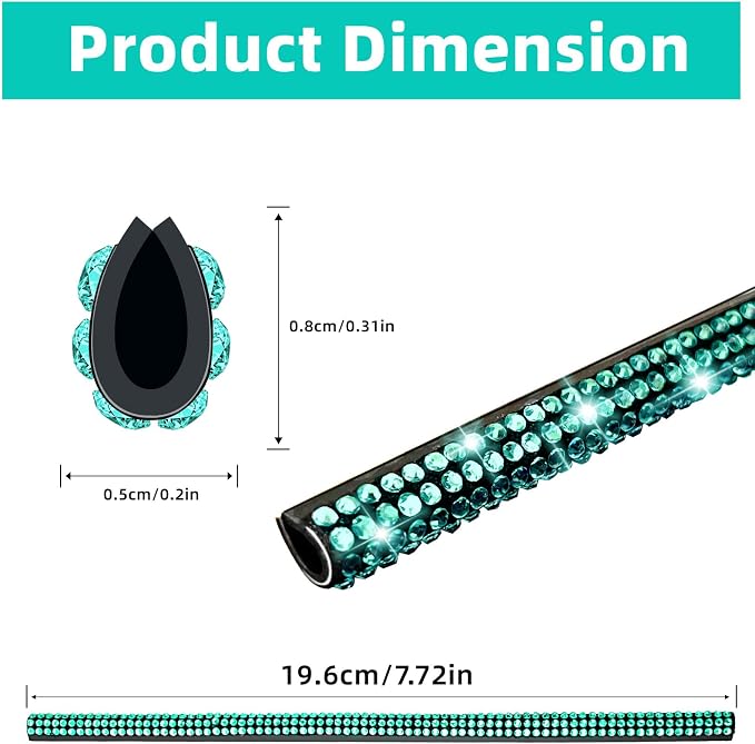 NBTEPEM Bling Car Air Conditioner Decoration Strip for Vent Outlet, 10 PCS Universal Rhinestone Car Vent Outlet Trim Decorations, Bling Interior Accessories for Women and Girls (Aquamrine)