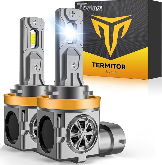 Termitor Latest H11/H9 Bulbs, 106,000LM Brightness 6500K Cool White, 1:1 Size, 85000+ Hours Lifespan, CANBUS Ready, Plug and Play, High/Low Beam H8/H16 Fog Lights, Pack of 2