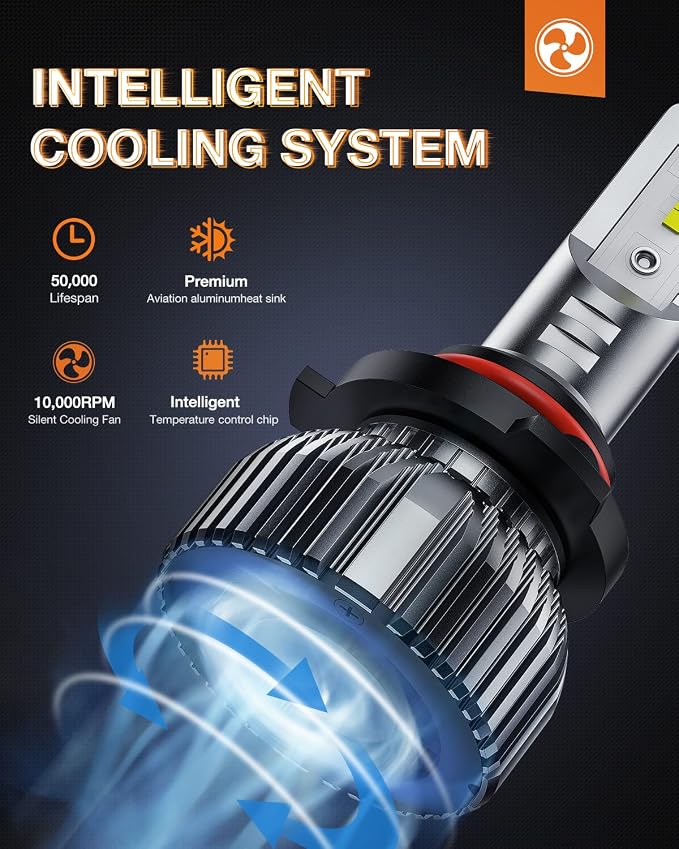 Nilight 9005/HB3 H11/H9/H8 LED Bulbs, High and Low Beam Fog Ligh Bulbs Combo, 6000K Cool White IP67, Plug and Play, 4-Pack