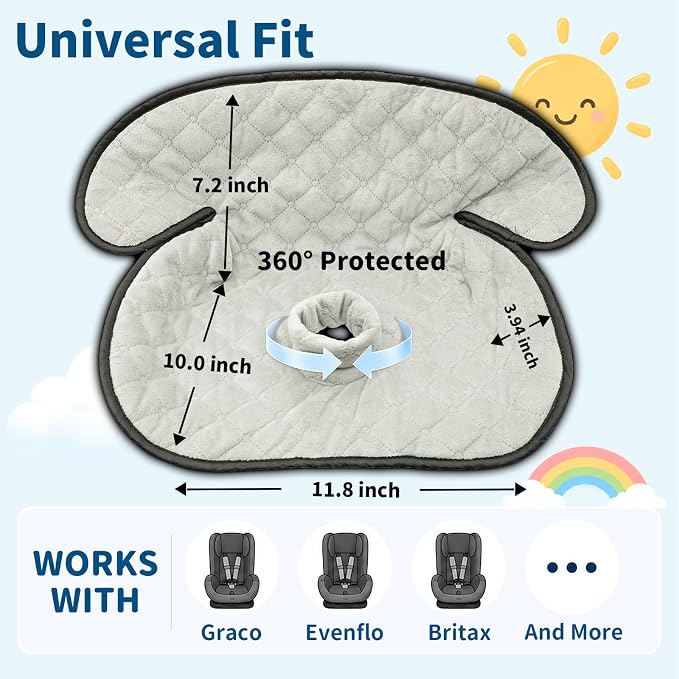 Wonderkin 2-Pack Potty Training Car Seat Protector, Waterproof Car Seat Liner, Non-Slip Leak-Proof Piddle Pads,Washable Cover Fits Car Seats Strollers Bouncers, Ages 6 Months to 4 Years (Grey)