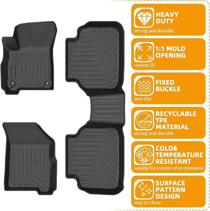 Floor Mats for Dodge Journey 2011 2012 2013 2014-2016 2017 2018 2019 2020 | TPE 2015 Journey Floor Mats 1st & 2nd Row, TPE Waterproof Summer Winter Non-Slip All Weather Floor Liners Car Accessories