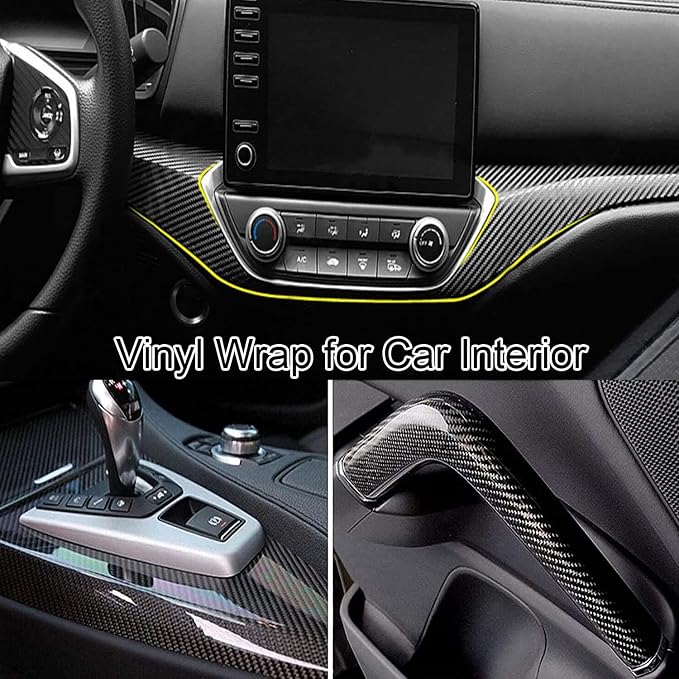 Lypumso Carbon Fiber Vinyl Wrap 6D Gloss Black, Self Adhesive Car Wrap Film with Air Release Technology, Automotive DIY Vinyl Sticker for Vehicle Interior & Exterior (Black, 1ft x 10ft)