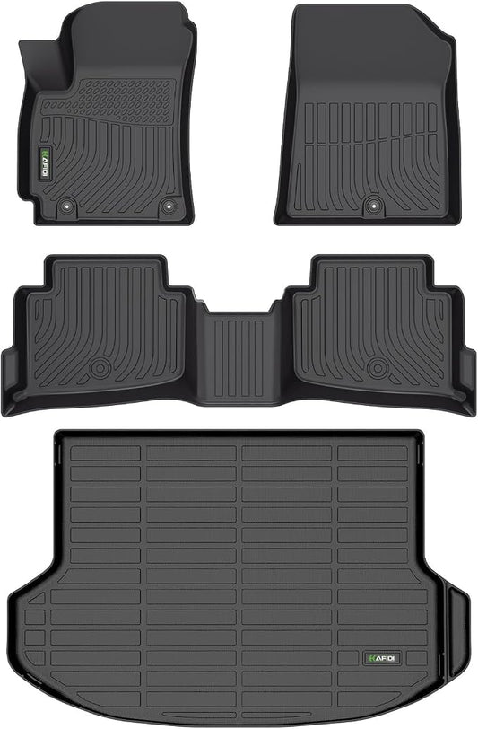 HAFIDI® Car Mats & Cargo Liner Set Fit for 2024 2025 2026 Kia Seltos S, LX, EX, X-Line,TPE Floor Liners for Seltos All Weather Floor Mats Automotive Custom Accessories - Black