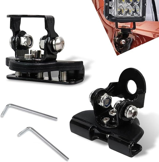 2 PCS Light Bar Mounting Brackets, LED Work Light Mount Clamp Holder, Adjustable Hood Work Lamp Mount Bracket, Ditch Light Bracket Accessories, Universal for Off Road Cars Trucks (Black)
