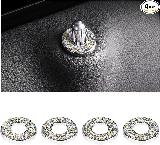 4PCS Bling Inner Car Door Lock Cover Stickers, Rhinestones Pull Rod Bolt Decorations, Crystal Auto Decals for Women Girls, Sparkly Car Door Lock Pin Caps for C Class C200L GLC260 C260L