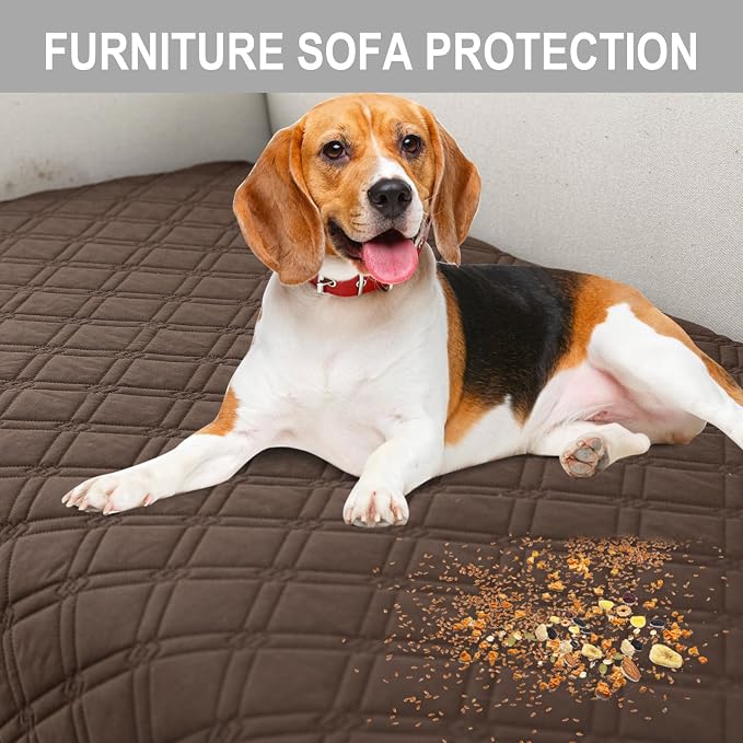 Genina L Shape Couch Cover, Sectional Couch Chaise Covers, Waterproof Washable Sofa Covers for Right L Shape Chaise Lounge, Anti-Slip Sofa Slipcovers for Dogs Cats Pet Friendly(Chololate)