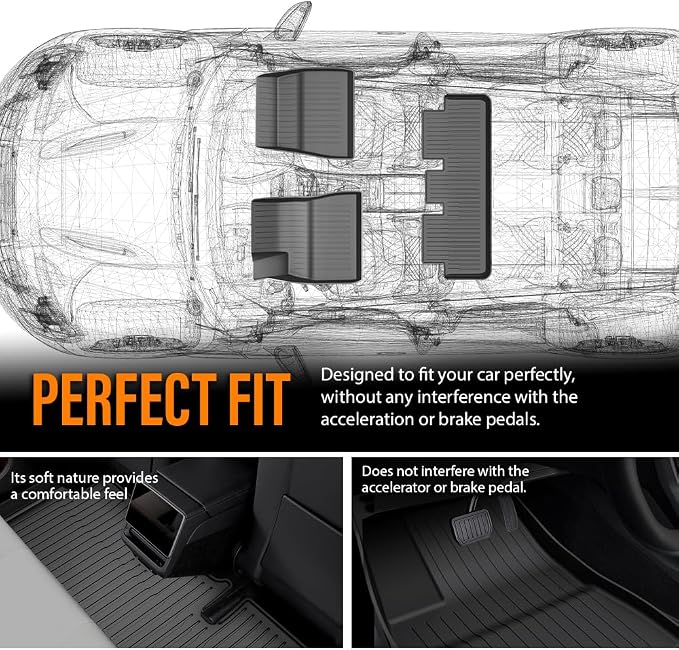 G-PLUS TPE Floor Mats Fit for Tesla Model 3 Highland 2024 2025 | All Weather Protection,Non-Slip,Custom Fit Model 3 Highland Floor Liner,TPE Full Coverage,1st & 2nd Row,Black,3PCS