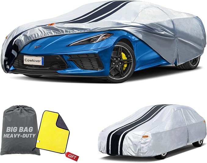 10-Layer Waterproof Sports/Coupe/Cabriolet Car Cover. | All Weather Full Outdoor Covers. Porsche 911, Chevy Corvette Camaro, NSX Etc.Size A3 (Length 178 to 185 inch)