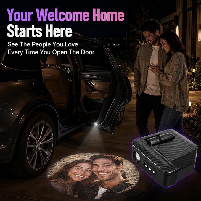 Custom Car Door Lights Logo Projector, Personalized Text Puddle Lights | Customized Photo Car Door Step Courtesy Welcome Lights, Rechargeable Wireless Car Door Lights Interior