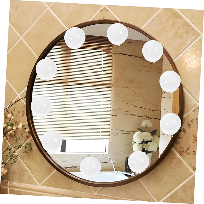 Lurrose 10Pcs Adjustable Brightness Led Mirror Front Lights USB Makeup Vanity Lamps Soft Glow for Dressing Tables Bathroom
