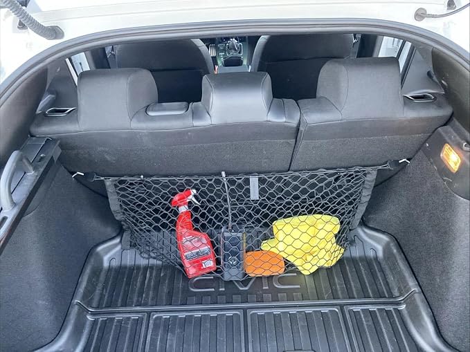 Trunk Organizer Cargo Net for Honda Civic 2017-2026 - Envelope Style Cargo Net for Hatchback - Premium Mesh Car Trunk Organizer Vehicle Carrier Storage - Compatible with Honda Civic