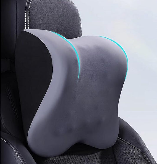 Car Neck Pillow for Neck Pain Relief and Cervical Support,Memory Foam Car Pillow for Car Seat with Adjustable Strap and Breathable Removable Cover,Car Headrest Pillow for Ergonomic Design (Gray)