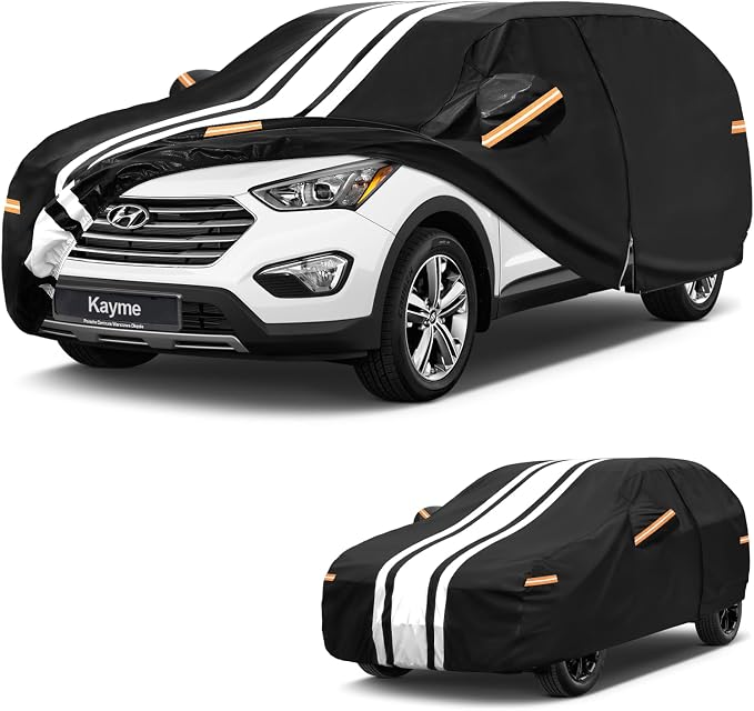 Kayme Hyundai Santa Fe Car Cover Waterproof All Weather for Automobiles, Custom Fit for Santa Fe Santafe (2000-2026), Gift with Tape/Towel, Outdoor Full Exterior Cover Rain Snow Sun UV Protection.
