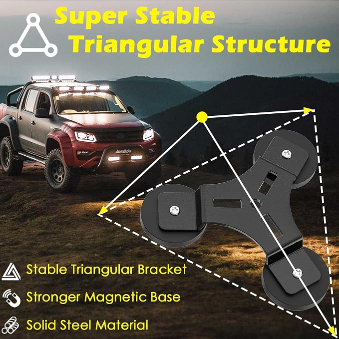 Strong Magnetic Light Bar Mounts, 2Pcs Heavy Duty Light Bar Mount Brackets Universal Magnet Base Mount, Powerful Magnetic Mounting Bracket for Off Road Lamp Roof Lights Fog Lights SUV Truck Jeep