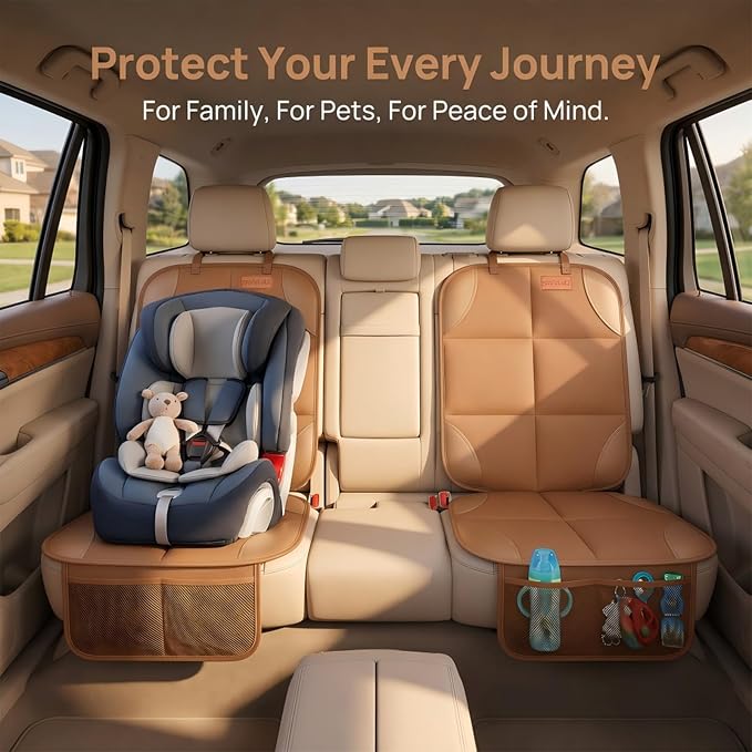 SMART ELF Car Seat Protector 2-Pack, Thick Padding Cushion with Non-Slip Backing (Dark Brown)