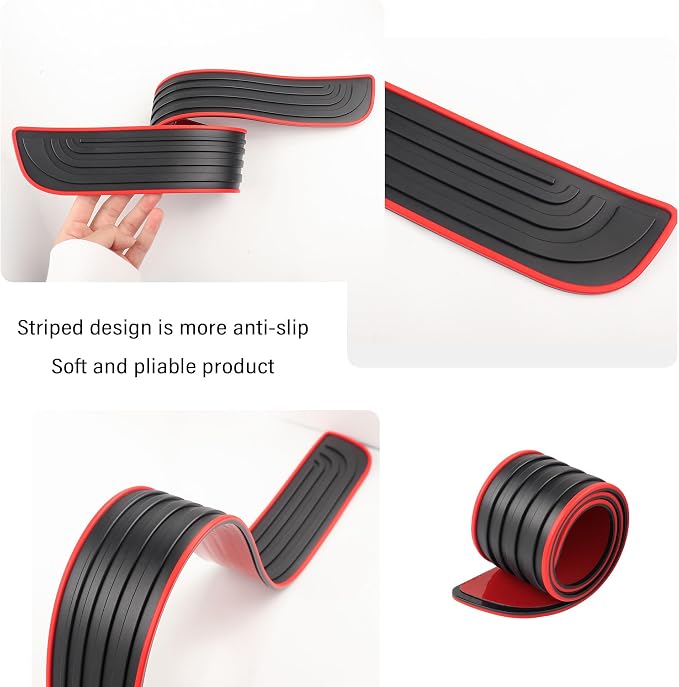 4PCS Car Door Sill Protector,Anti-Scratch & Waterproof Car Door Sills Scratch Protection,Universal Car Exterior Accessories Automotive Door Entry Guard for Car,Truck,SUV (Black Red, Width 1.96")