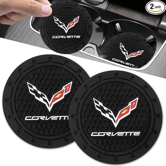 Car Cup Holder Coaster for Corvette C6 C7 C8 Cupholder Coaster Interior Accessories 2.75in 2Pieces Black