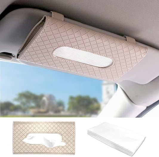 Car Visor Tissue Holder, Sun Visor Napkin Holder Backseat Tissue Case, Premium Car Tissue Box for car, Car Tissue Holder(Beige)