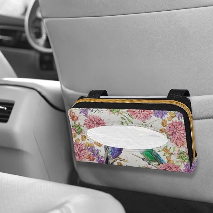 Humming Bird PU Leather Tissue Box Holder Car Visor Accessories Universal Fit Mask Holder for Sedans SUV Vans Trucks