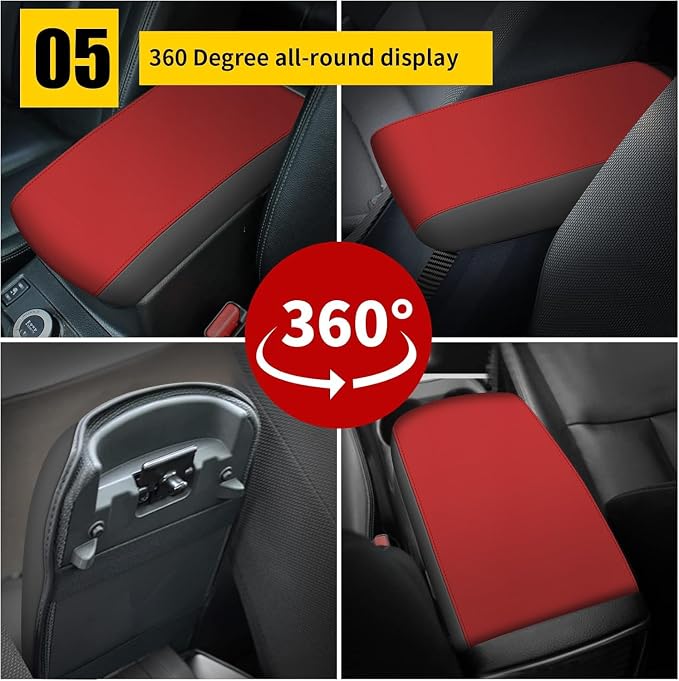 AOMSAZTO Armrest Covers for 2012-2015 Honda Civic Black with Red Leather