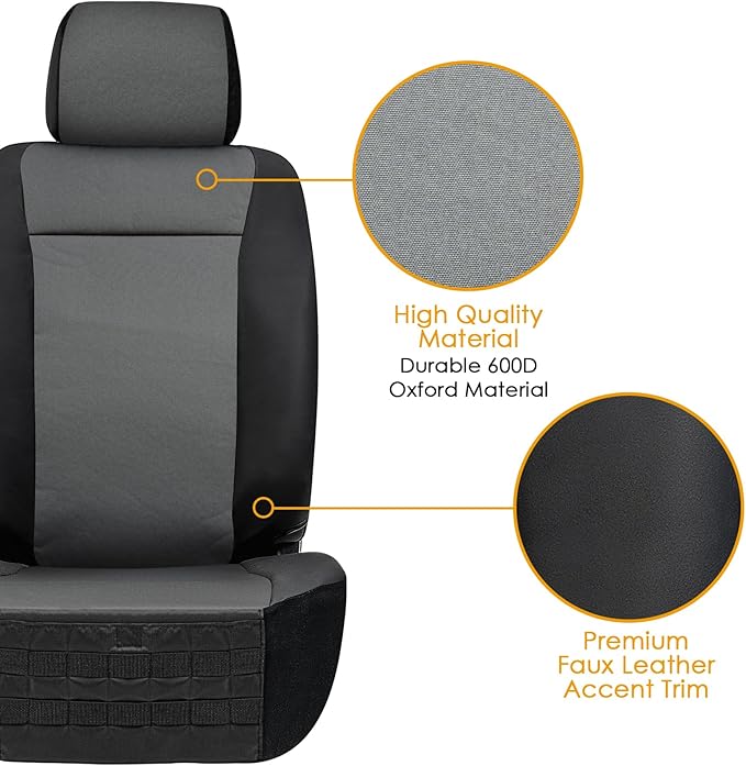 LPI Truck Maverick Heavy Duty Seat Covers for Front Seats; Fits Full-Size SUV or Truck; Includes Front and Rear Storage Pockets, Built-in Molle Style Organizer; Semi-Custom Fit; 2pcs