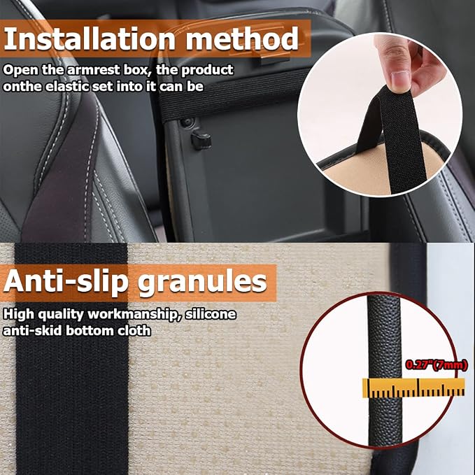 Moly Magnolia Auto Center Console Pad, PU Leather Car Armrest Seat Box Cover, Waterproof Non Slip Soft Armrest Box Cushion Protector, Car Accessories Universal for SUV, Truck, Van (Black/Pink)