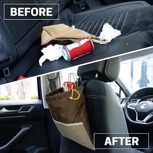 GNEGNI 2PCS Hanging Car Garbage Can - Waterproof Leakproof Trash Bag | Car Trash Can with Durable Leakproof Lining, Keeps Vehicle Clean and Neat