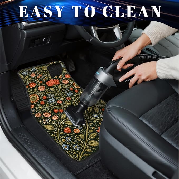 Bohemia Flowers Car Floor Mats Set of 4 William Morris Art Automotive Foot Mats Rugs Carpet for Car Non-Slip Auto Car Accessories Universal Fit Car Accessories for Truck