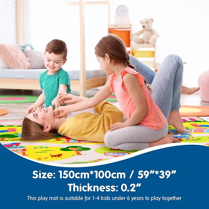 Booooom Jackson Pink Castle Play Rug, 39"x59" | Non-Slip Washable Pink Castle Play Rug, Gift for Girls Ages 3+, Imaginative Play, Playroom & Bedroom Decor