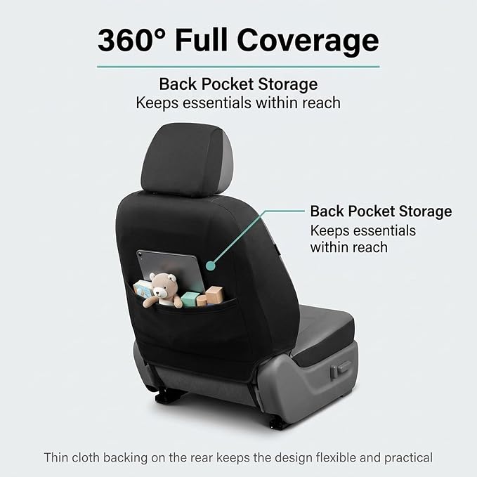 FH Group Car Seat Covers PU Leather Automotive Seat Covers Front Set, Gray Seat Covers Pair Set with Gift Universal Fit Interior Accessories for Cars Trucks and SUVs