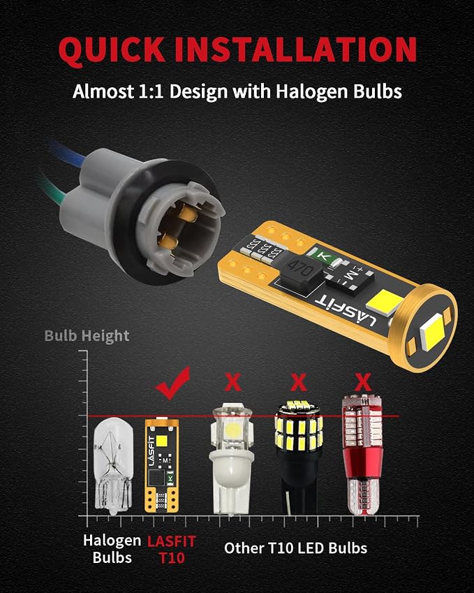 LASFIT 194 LED Bulb Blue 168 T10 192 2825 W5W LED Bulb Canbus Error Free, Non-Polarity 400LM Extremely Bright for Dashboard Light, Dome Map Courtesy Door Trunk Cargo Lights, Pack of 2