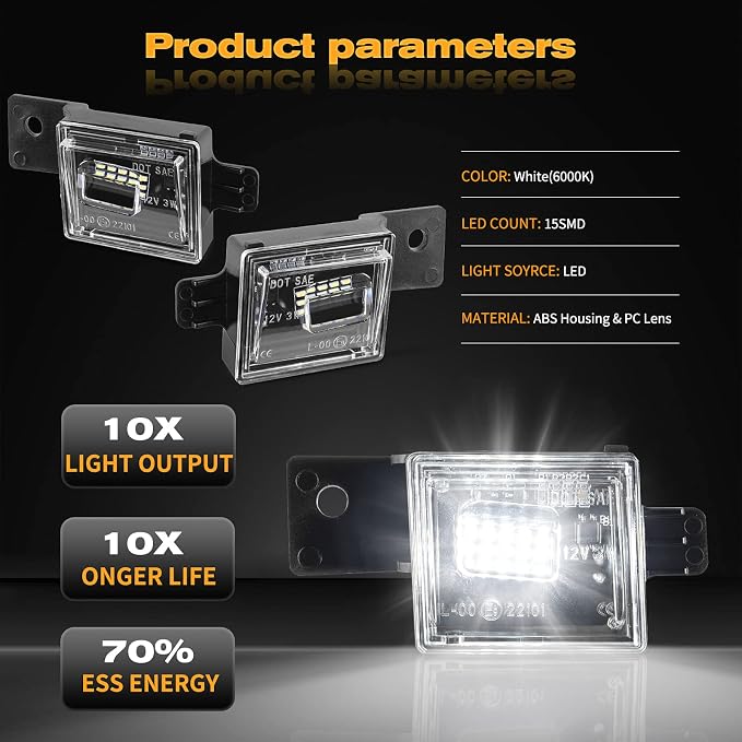 POPMOTORZ LED License Plate Light Compatible with 2014 2015 2016 2017 2018 2019 2020 2021 2022 Chevy Silverado GMC Sierra 1500 2500HD 3500HD 2015-2021 Colorado Canyon Pickup Truck 6000K, White