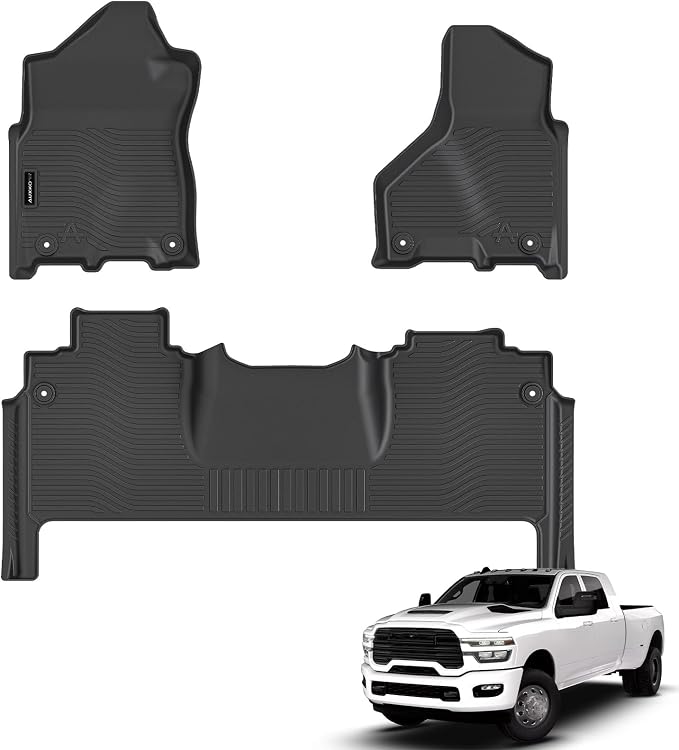 Auxko All Weather Floor Mats for RAM 2500/3500 MEGA CAB 2019-2026 (Include Bucket&Bench Seat Not for Regular or Crew Cab) TPE Liners All Season Accessories Guard Odorless Anti-Slip Floor Liners