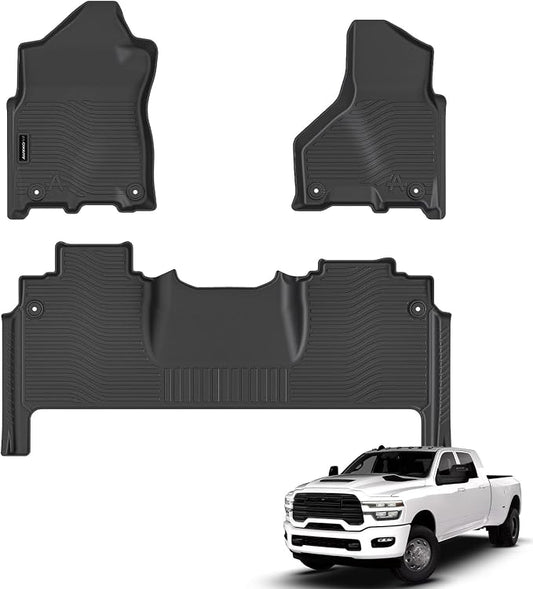 Auxko All Weather Floor Mats for RAM 2500/3500 MEGA CAB 2019-2026 (Include Bucket&Bench Seat Not for Regular or Crew Cab) TPE Liners All Season Accessories Guard Odorless Anti-Slip Floor Liners