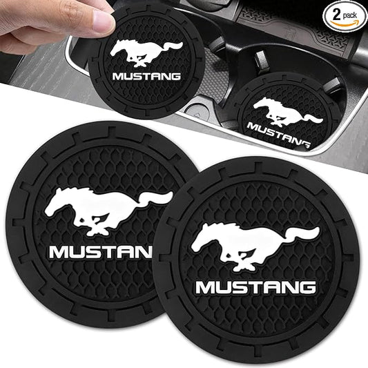 Car Cup Holder Coaster for Ford Mustang Cupholder Coaster Interior Accessories 2.75in 2Pieces Black