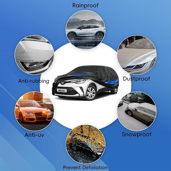 SUV Car Cover Waterproof All Weather for Automobiles, Universal Fit Kia Soul, Subaru CrossTrek/Forester, Ford Escape, Hyundai Tucson, Honda Element, Lincoln MKC, Mazda CX-30 etc.