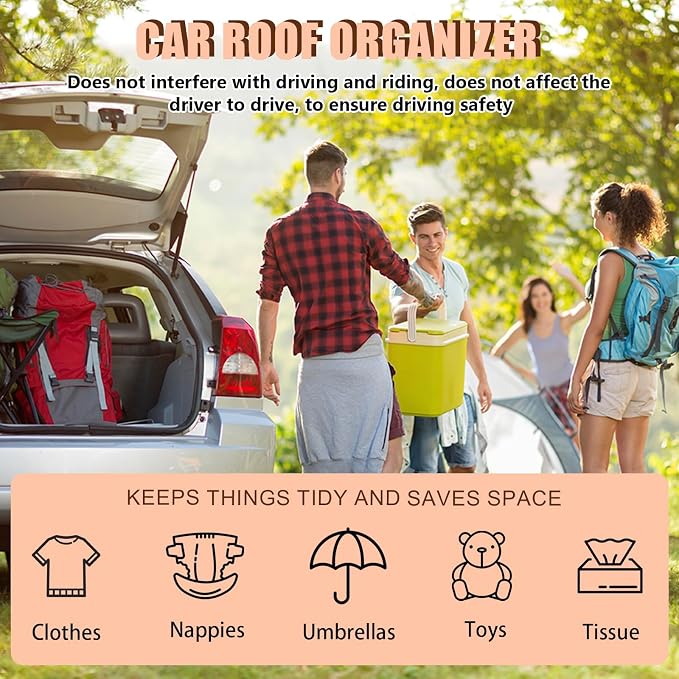 Car Ceiling Cargo Net,35.4″x 25.6″Adjustable Buckle Car Ceiling Storage,Double Layer Interior Roof Cargo Net,Roof Mesh Camping Overlanding Gear Must Haves CargoNet,Universal for SUV,Van,Trucks,RV