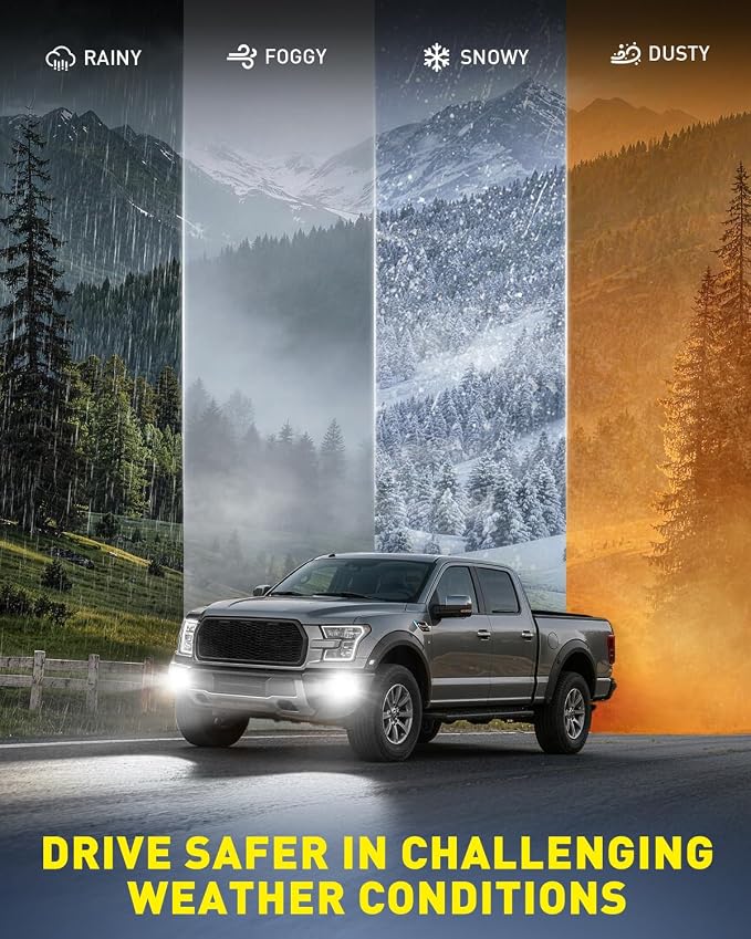 AUXITO 9006 Switchback Fog Light Bulbs, 6500K Cool White&3000K Amber Yellow 80000LM, Direct Replacement HB4 LED Fog Light Bulbs Fanless, Plug and Play, CANbus Ready No Flicker, Pack of 2