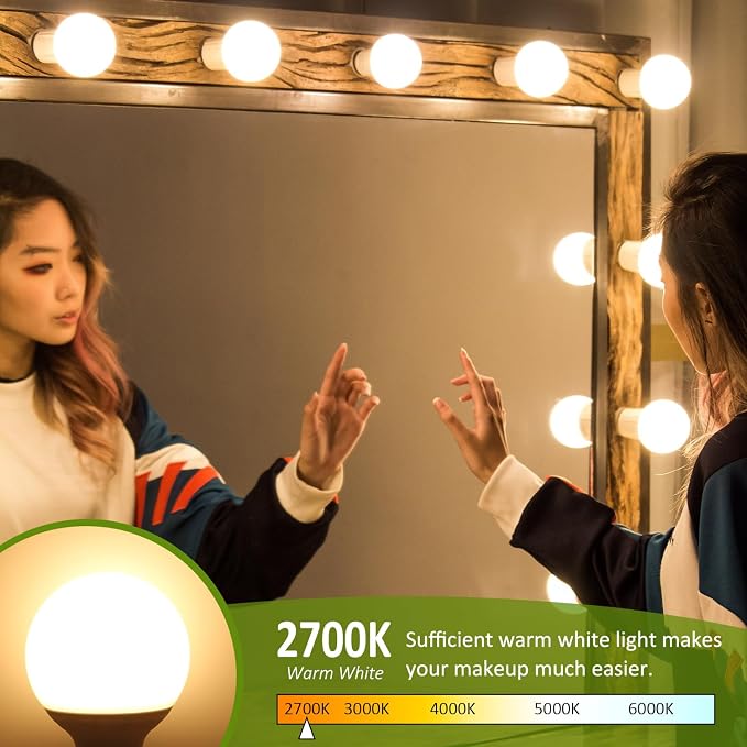 8-Pack G25 LED Vanity Light Bulbs 120V 40 Watt Equivalent, E26 Base, 2700K Warm White LED Globe Light Bulbs for Bathroom Mirror, Non-Dimmable