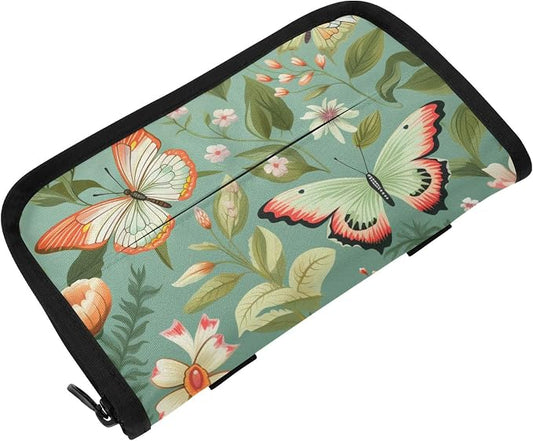 Car Visor Tissue Holder Mask Holder for Car, Car Tissue Box Sun Visor Napkin Holder Car Visor Accessories Adjustable Straps Reusable Durable Easy to Install Sage Green Butterfly Flowers
