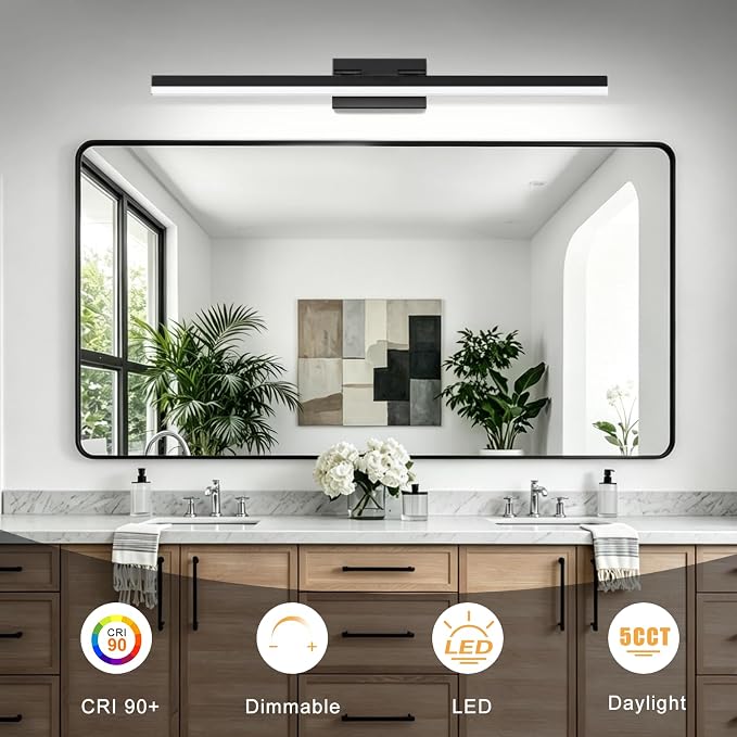 IZORRO Modern Bathroom Vanity Light 40 inch, Rotatable, 32W Dimmable Led Bathroom Light Fixture Over Mirror, Black Vanity Light Bar (5 Color Temperature)
