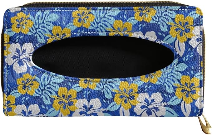 Tropical Flowers Car Visor Tissue Box Music Print Car Napkin Holder Tropical Flowers Car Mask Holder Tissue Holder PU Leather