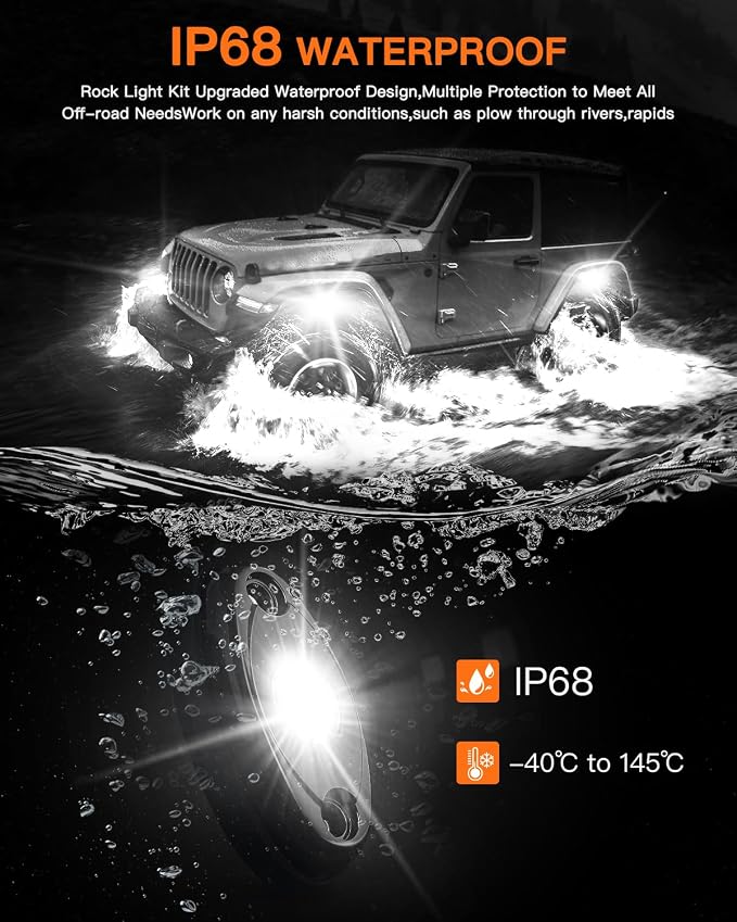 LEDMIRCY R1 Pure White LED Rock Lights Kit with Rocker Switch Wire Harness 12PCS High Power Rock Lights White for Trucks Off Road ATV UTV SUV Underglow Trail Rig Light Under Body Waterproof Light