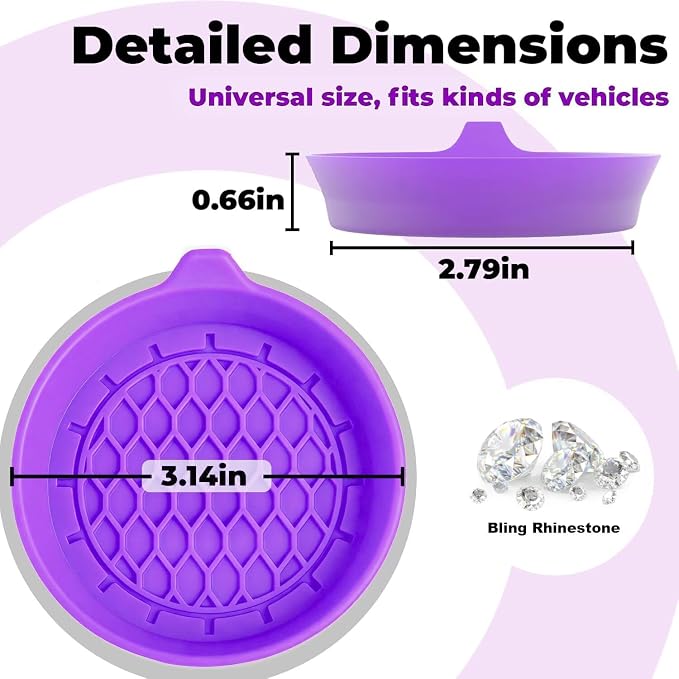2 PCS Car Cup Coasters, Universal Cup Holder Coaster for Car Accessories, CupHolders Insert for Women Non-Slip Silicone Car Cup Holder Coasters