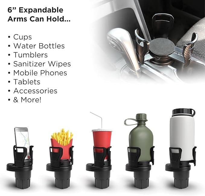 Limitless Dual CupStation - 2-in-1 Expandable Cup Holder with 360° Rotating Base – Black