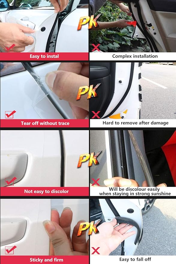 ToLanbbt Car Door Edge Guard Invisible Automotive Door Sill Guard Protectors Anti-Scratch Adhesive Tape Waterproof Strips for Car Door Edge Protection (33Ft x 1.97”, Transparent)