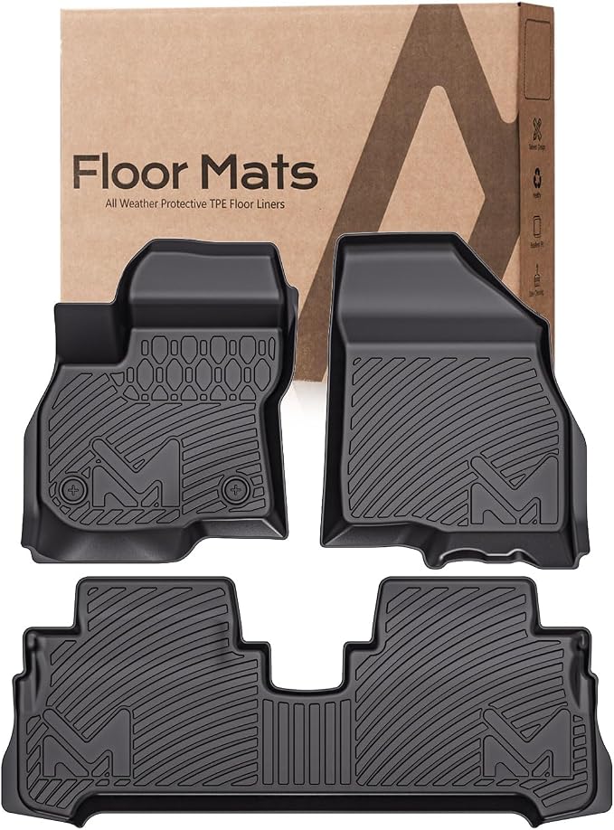 TPE Automotive Floor Mats Custom for 2017-2023 Chevrolet Bolt EV (Not for EUV), All Weather Cover Protection Waterproof Black Floor Liner Front & Rear Row Full Set Car Mats, 3PCS