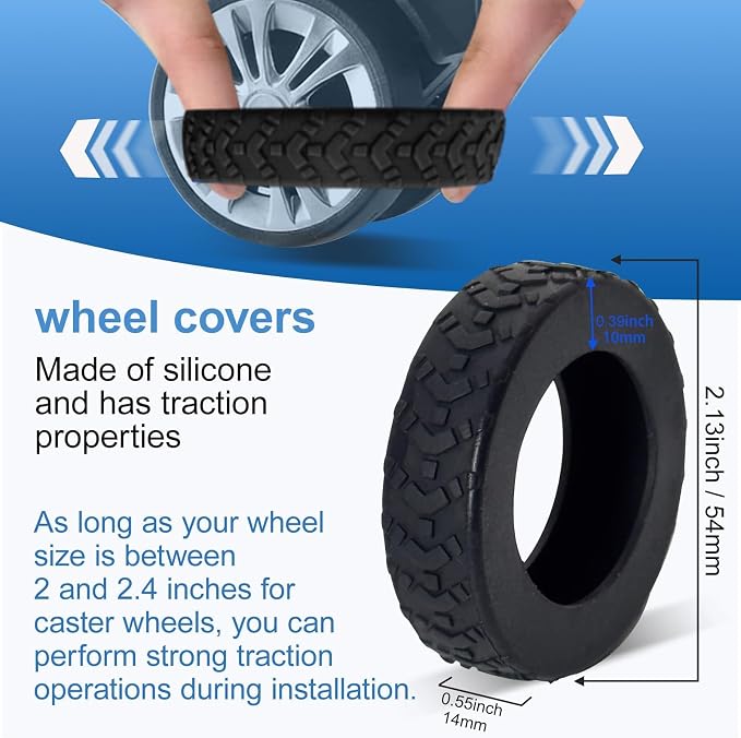 16 Pcs Luggage Wheel Covers, Anti-Noise, Fits 2-2.4" suitcase wheel, Grey | suitcase wheel covers， Widened & Thickened Silicone, Anti-Noise & Scratch-Proof, Fits 2-2.4" Carry-On Luggage Wheels