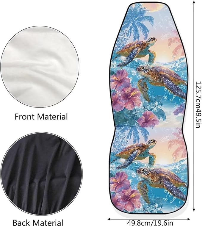 Sea Turtle Car Front Seat Covers 2 Pcs Anti-Slip Hawaiian Car Seat Cover Protector Front Seats Comfortable Protection Interior Accessories Suitable for Most Cars,SUV,Sedan