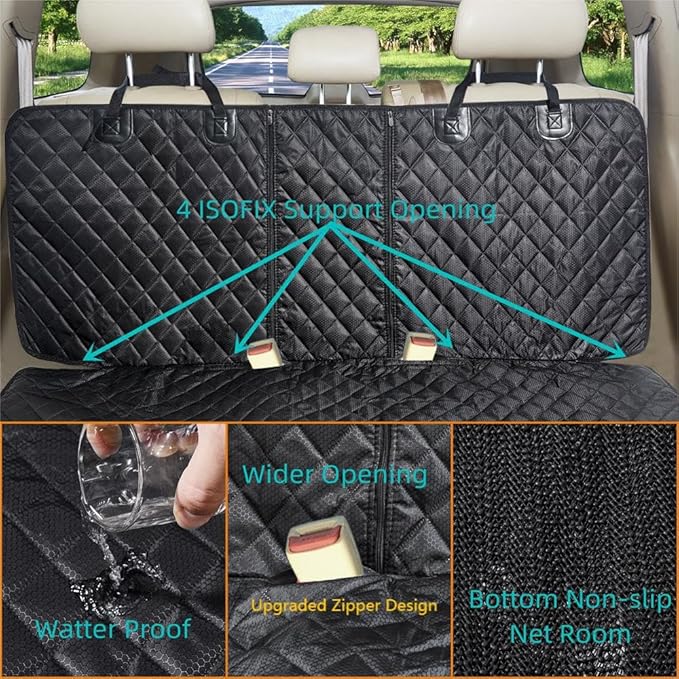 ANOSOSPECIAL Dog Car Seat Cover for Back Seat,Car Seat Protector for Dogs Nonslip Water Proof Universal Fit Dog Car Seat Cover for ISOFIX Truck SUV(Large,Black)